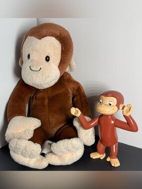 Curious George Toy Lot - Plush Monkey Stuffed Animal & 4" Poseable Action Figure